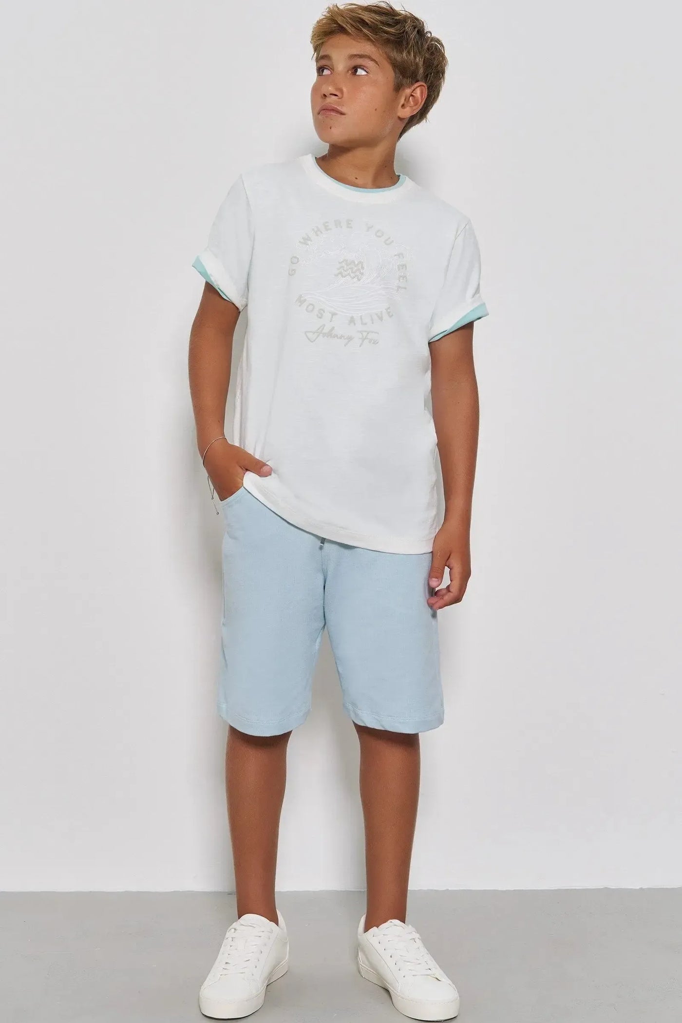 Bermuda em Malha Denim com Elastano 87058 Johnny Fox Teen Menino