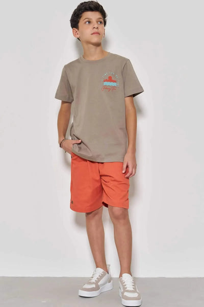 Bermuda em Sarja Girassol com Elastano 87059 Johnny Fox Teen Menino