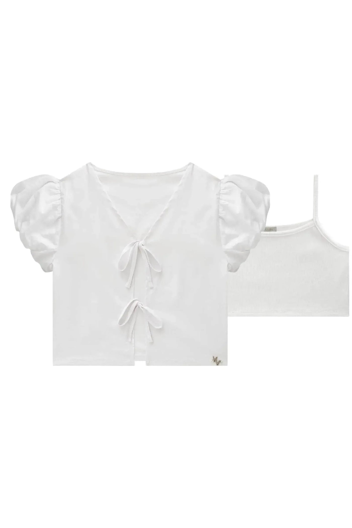 Blusa Boxy em Tricoline com Elastano e Top Cropped em Canelado Liz 87880 Vic&Vicky Teen Menina