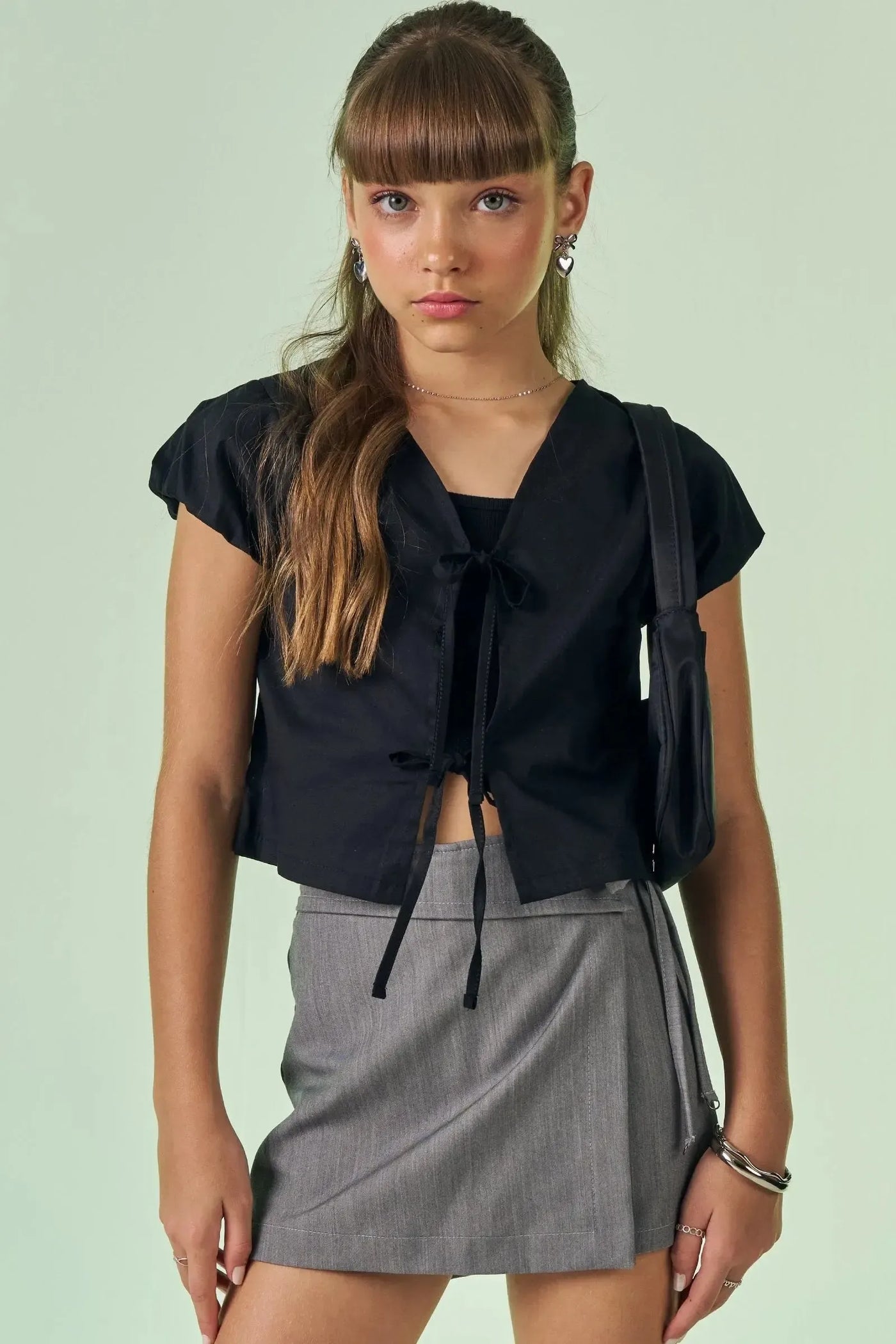 Blusa Boxy em Tricoline com Elastano e Top Cropped em Canelado Liz 87880 Vic&Vicky Teen Menina