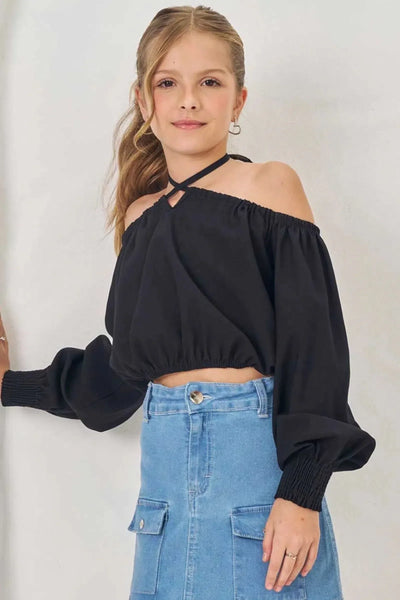 Blusa Cropped em Tecido Blend Viscose 81429 Lilimoon Teen Menina