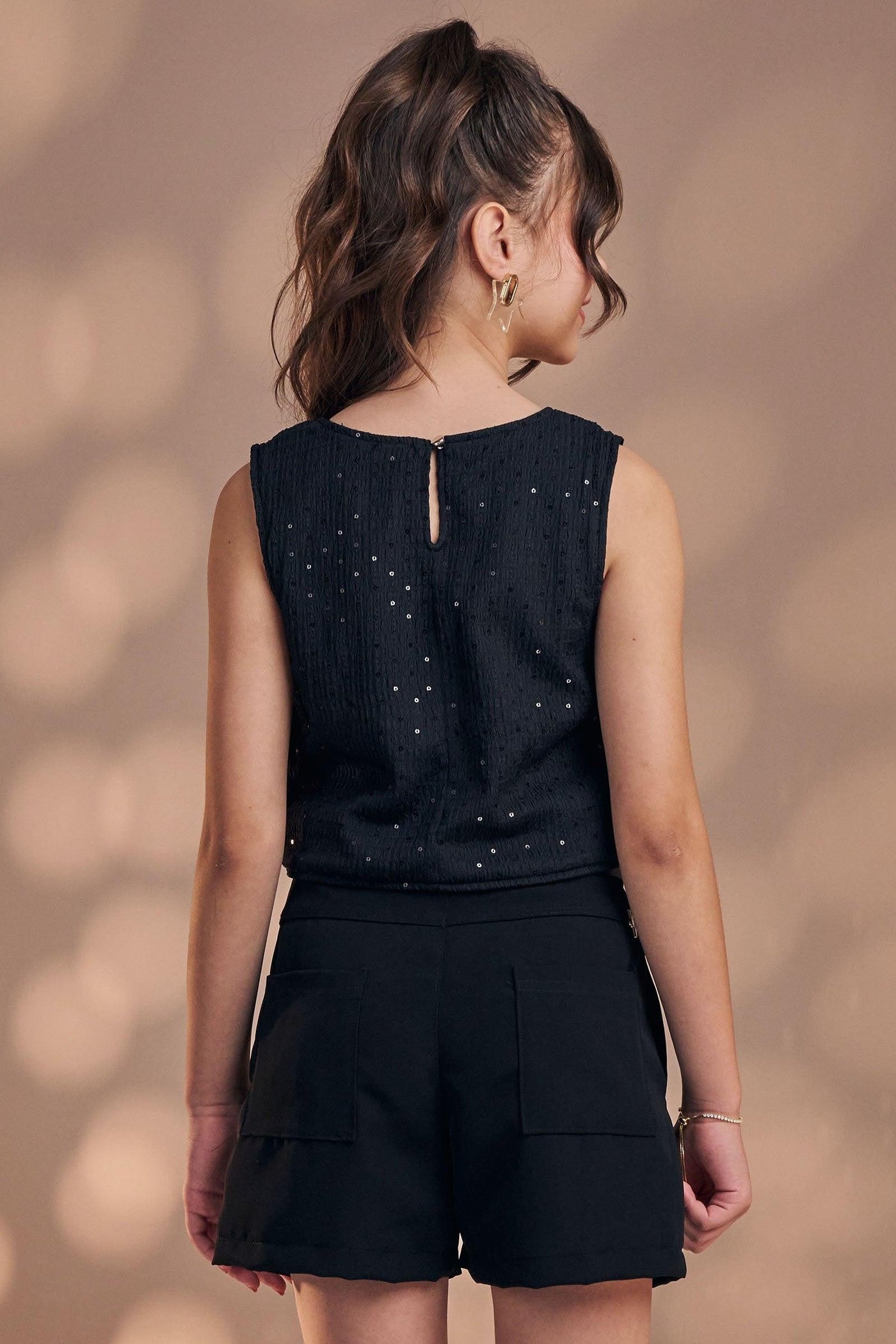 Blusa em Anarruga Bordada Paetê 83894 Vic&Vicky Teen Menina