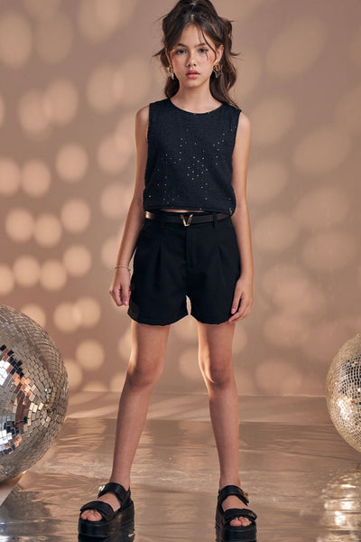 Blusa em Anarruga Bordada Paetê 83894 Vic&Vicky Teen Menina