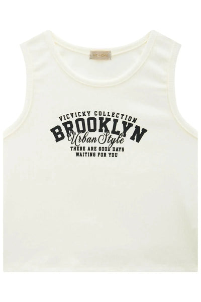 Blusa Regata Boxy em Canelado Liz 87522 Vic&Vicky Teen Menina