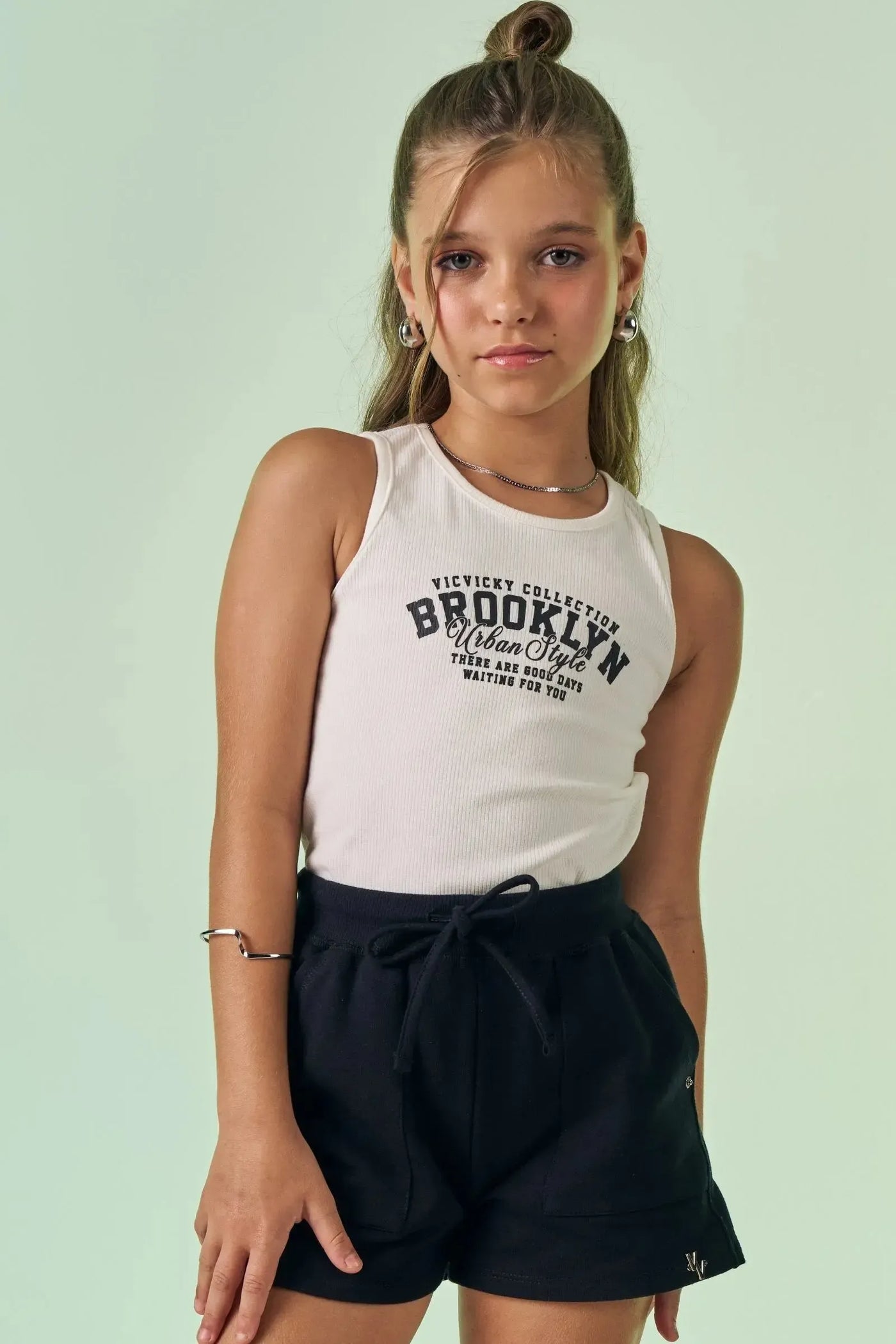 Blusa Regata Boxy em Canelado Liz 87522 Vic&Vicky Teen Menina