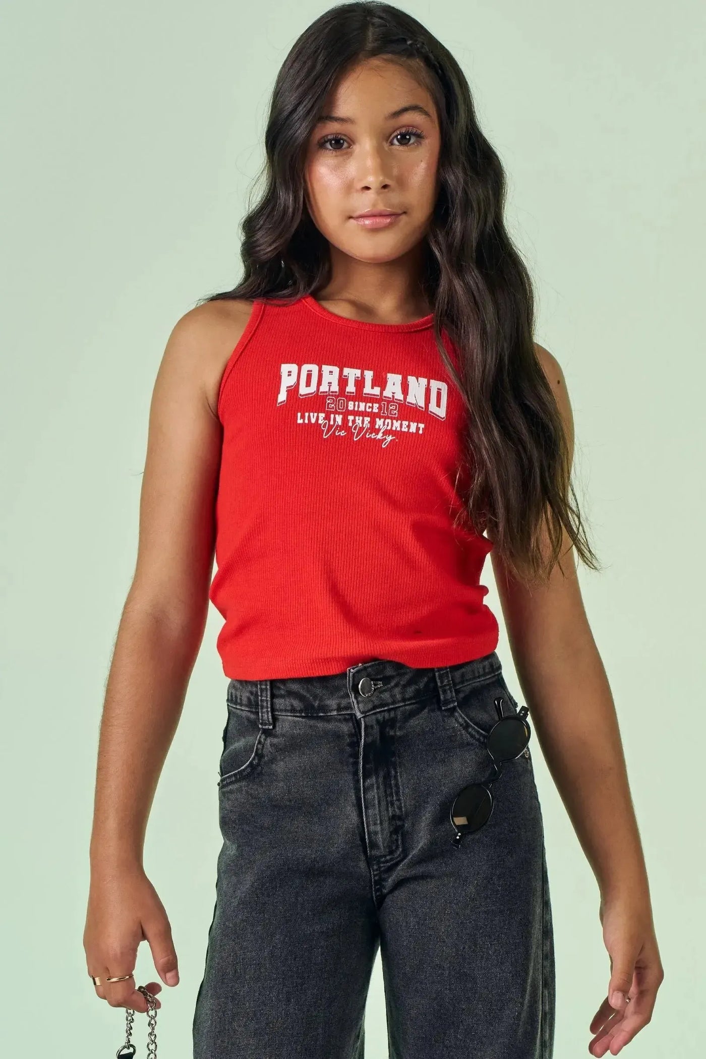 Blusa Regata Boxy em Canelado Liz 87522 Vic&Vicky Teen Menina