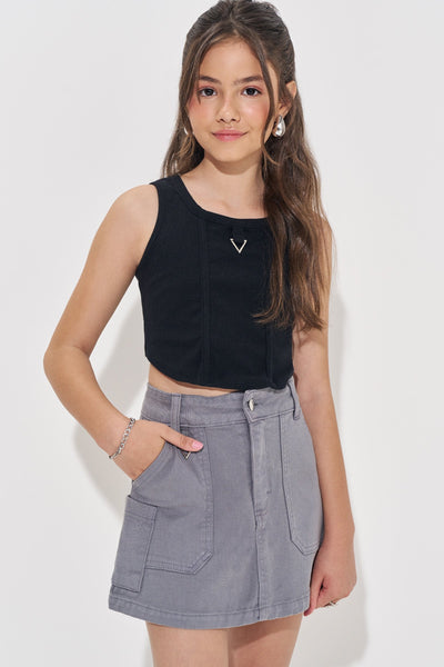 Blusa Regata Cropped em Canelado Liz 82849 Vic&Vicky Teen Menina