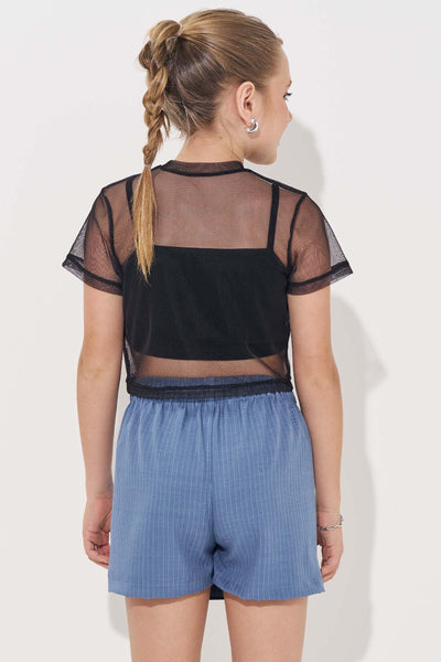 Blusa Sobreposição em Tule e Top em Canelado Liz 84980 Vic&Vicky Teen Menina