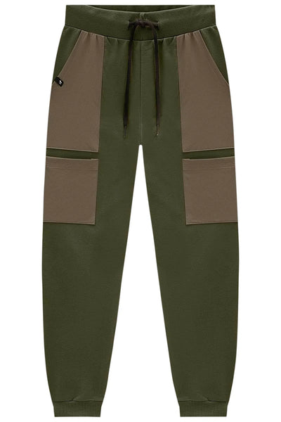 Calça Jogger em Moletom sem Pelúcia com Detalhe em Nylon com Elastano 81088 Johnny Fox Teen Menino