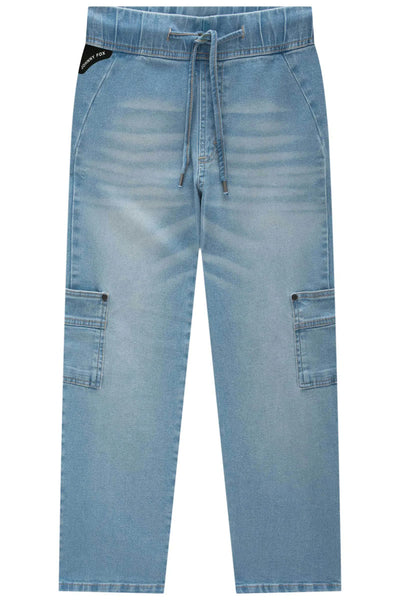 Calça Reta Cargo em Jeans Guga com Elastano 80540 Johnny Fox Teen Menino