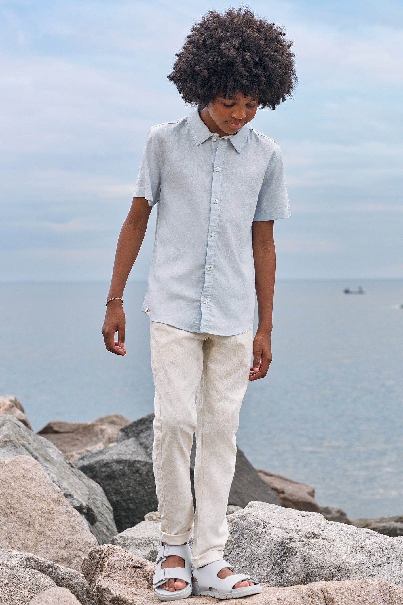 Calça Reta em Linho Santorine com Elastano 83802 Johnny Fox Teen Menino