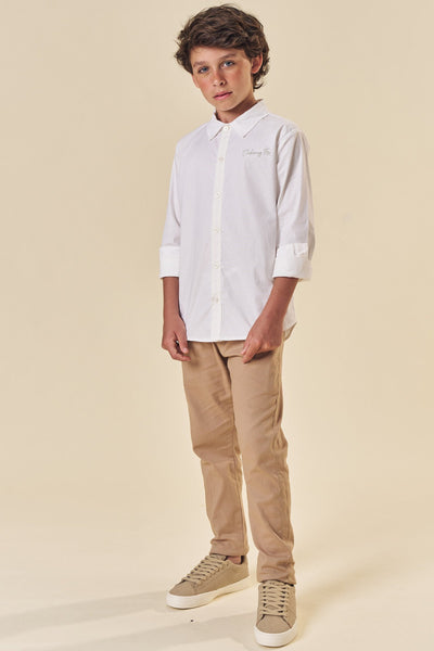 Calça Reta em Linho Santorine com Elastano 83802 Johnny Fox Teen Menino