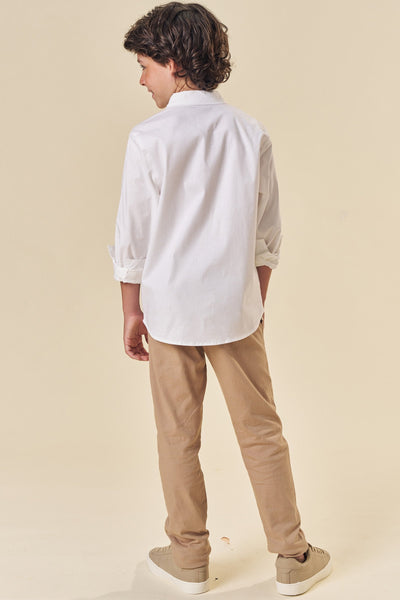 Calça Reta em Linho Santorine com Elastano 83802 Johnny Fox Teen Menino