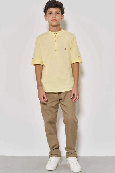 Calça Reta em Linho Santorine com Elastano 86873 Johnny Fox Teen Menino