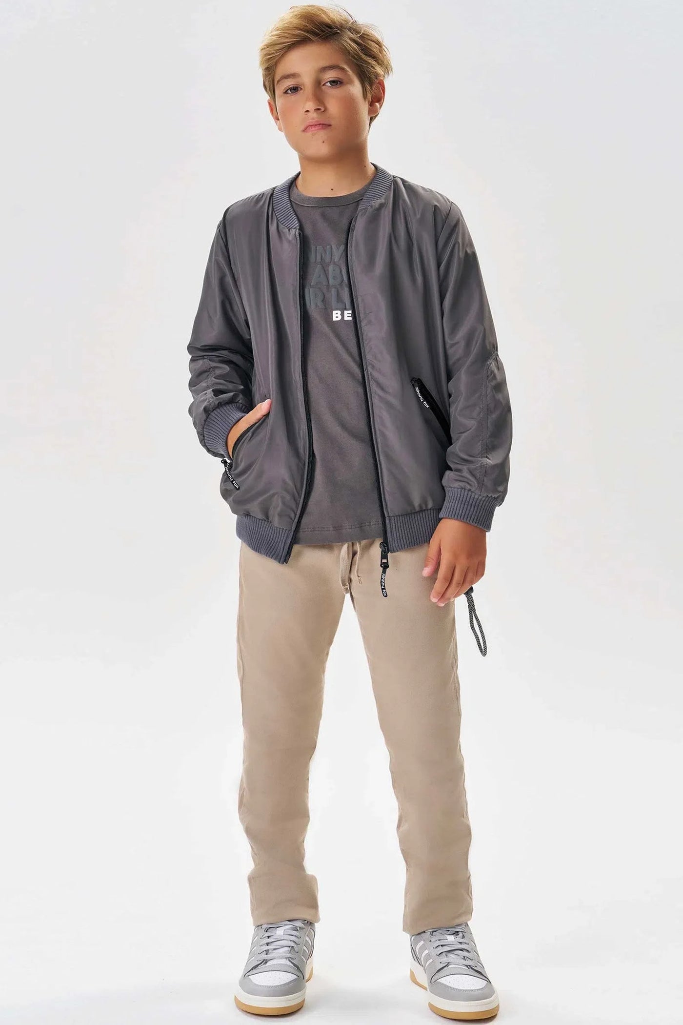 Calça Reta em Sarja Ônix com Elastano 80654 Johnny Fox Teen Menino