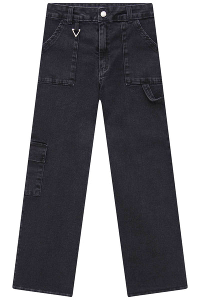 Calça Wide Leg Cargo em Jeans com Elastano 83548 Vic&Vicky Teen Menina