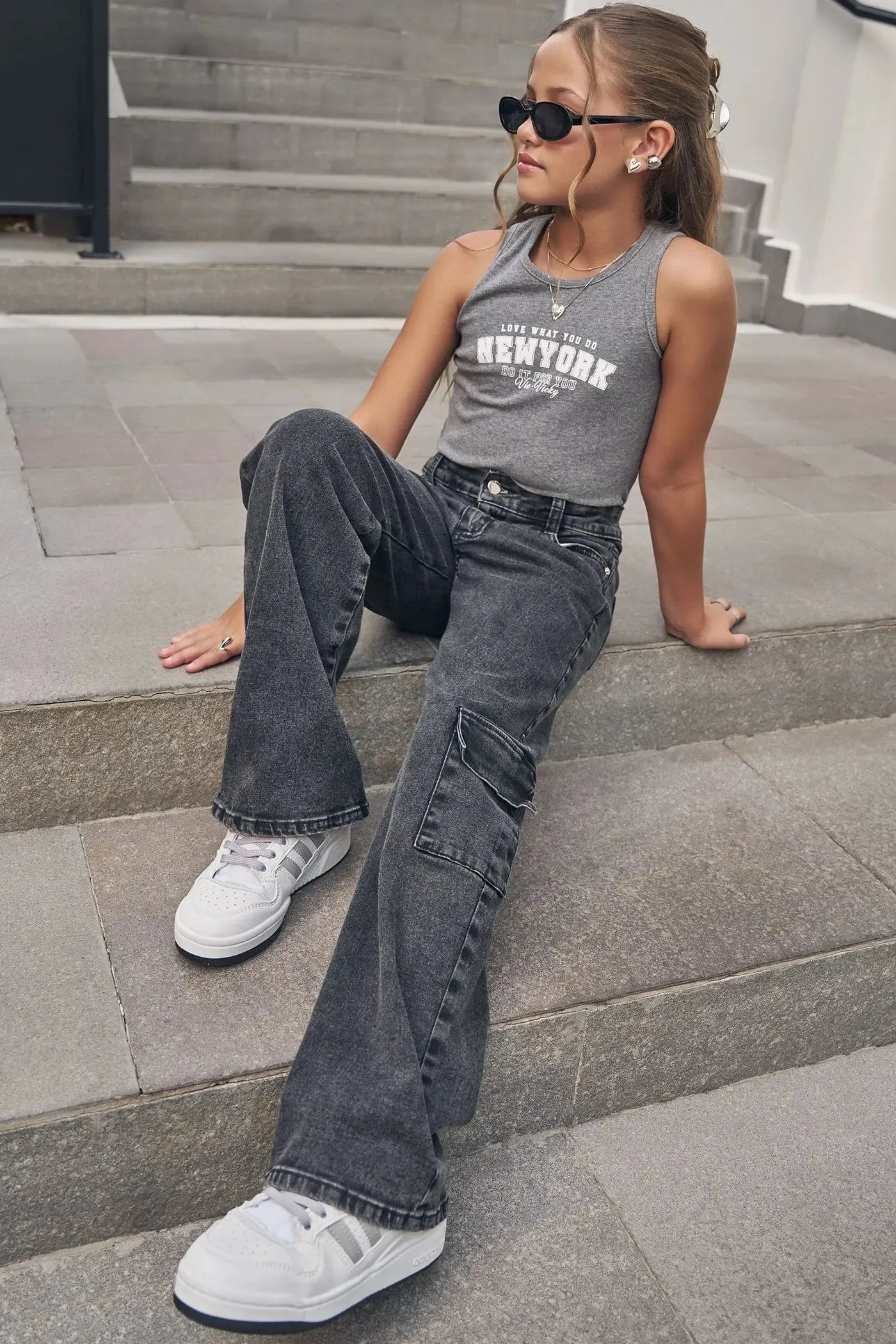 Calça Wide Leg em Jeans com Elastano 87510 Vic&Vicky Teen Menina