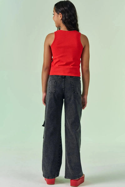 Calça Wide Leg em Jeans com Elastano 87510 Vic&Vicky Teen Menina