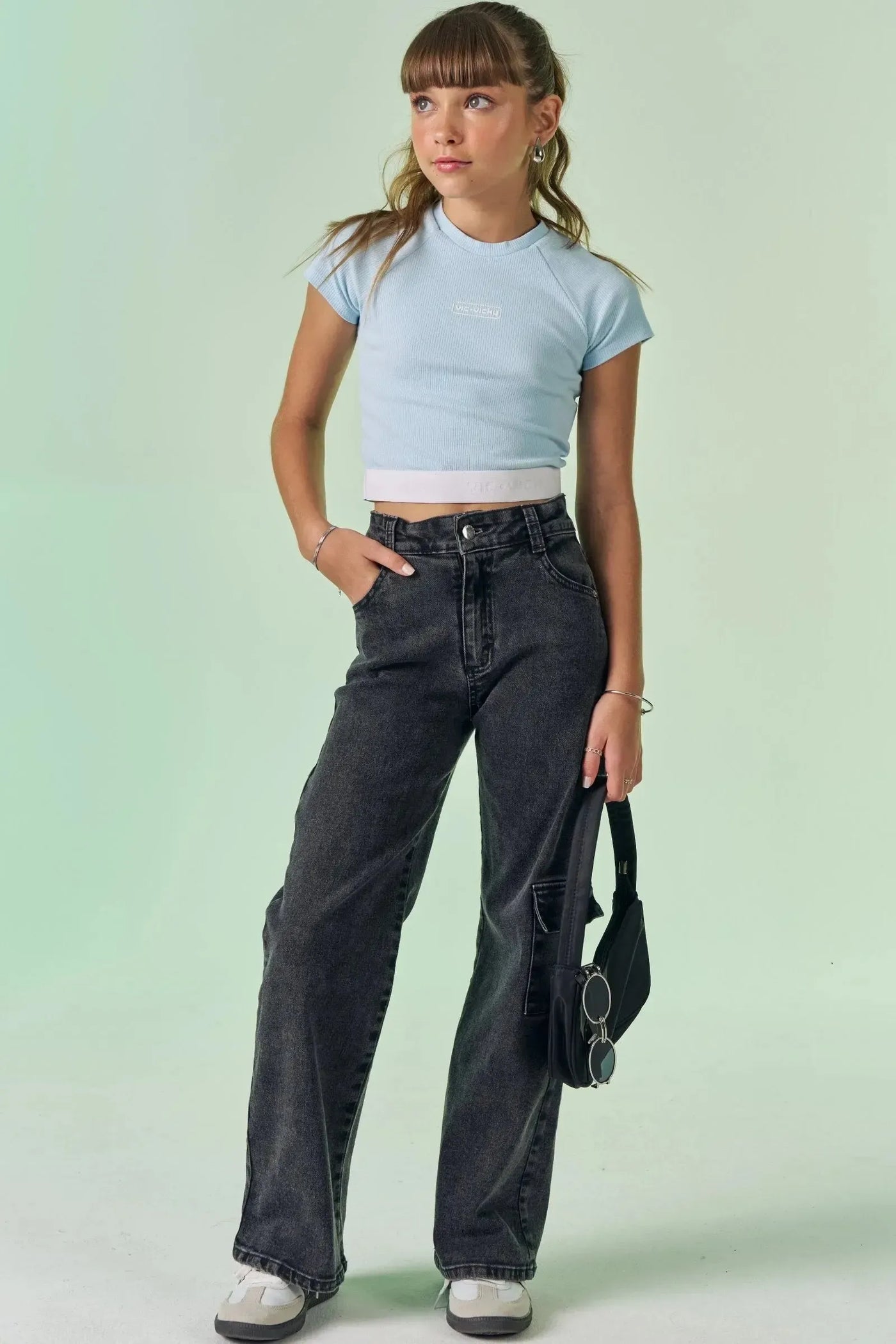 Calça Wide Leg em Jeans com Elastano 87510 Vic&Vicky Teen Menina