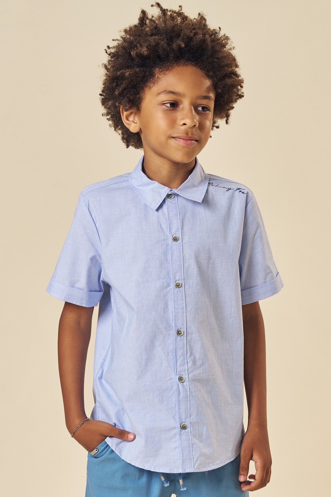 Camisa em Tricoline com Elastano 83582 Johnny Fox Teen Menino