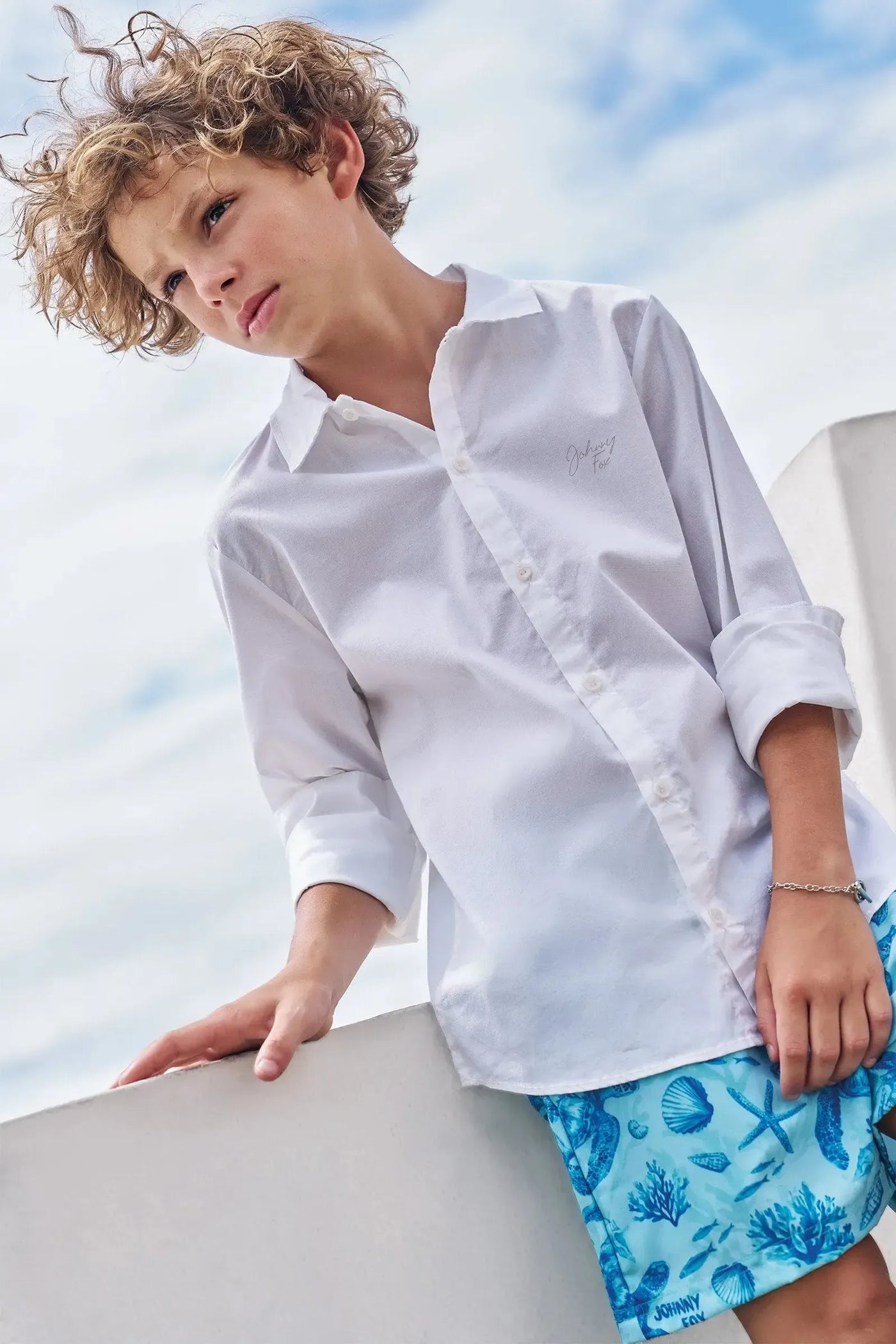 Camisa em Tricoline Mônaco com Elastano 86839 Johnny Fox Teen Menino