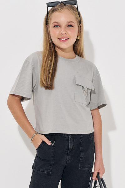 Camiseta Boxy Over em Meia Malha 82847 Vic&Vicky Teen Menina