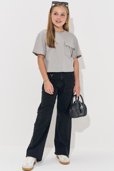 Camiseta Boxy Over em Meia Malha 82847 Vic&Vicky Teen Menina