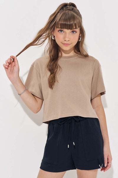 Camiseta Boxy Over em Meia Malha 83533 Vic&Vicky Teen Menina