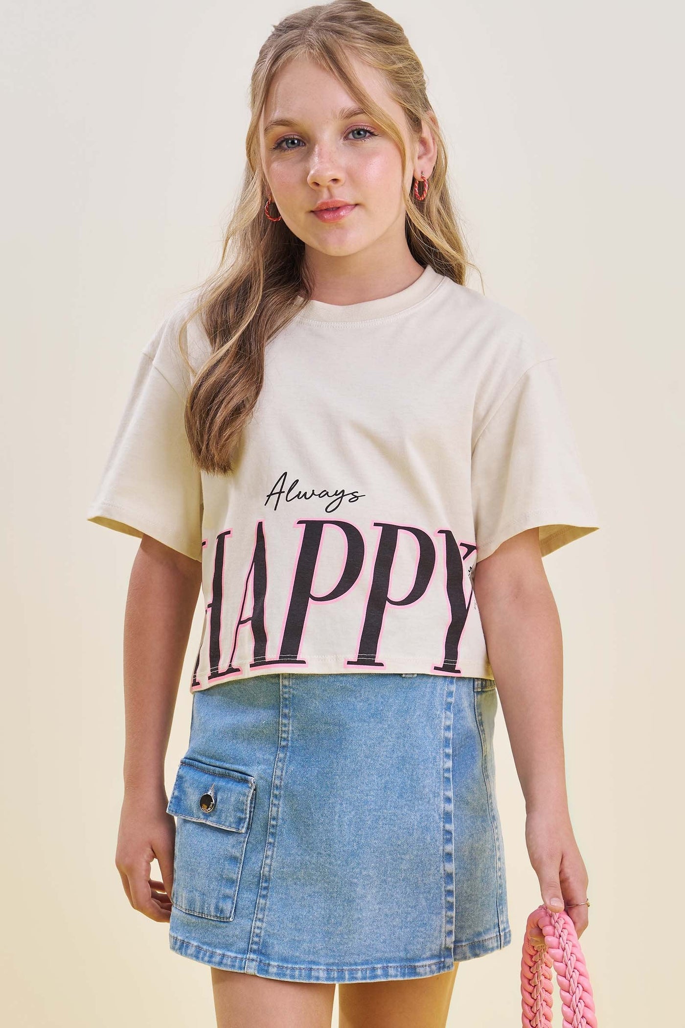 Camiseta Boxy Over em Meia Malha 83536 Vic&Vicky Teen Menina