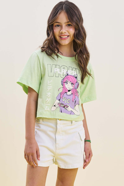 Camiseta Boxy Over em Meia Malha 85313 Vic&Vicky Teen Menina