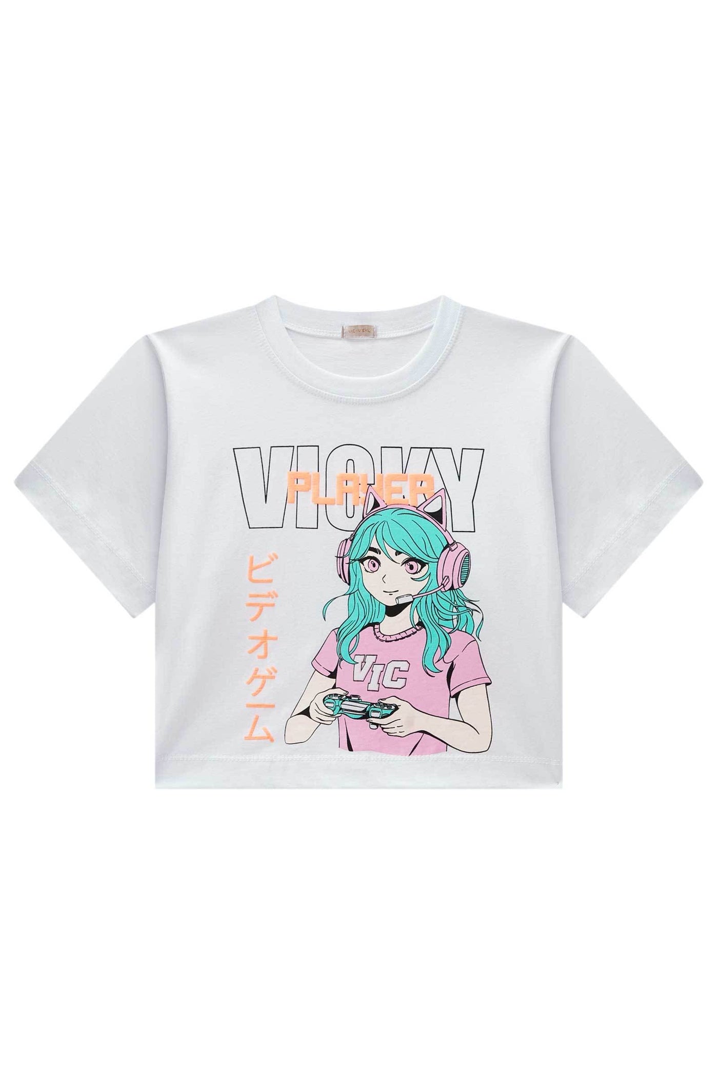 Camiseta Boxy Over em Meia Malha 85313 Vic&Vicky Teen Menina