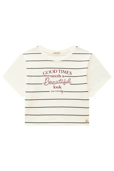 Camiseta Boxy Over em Meia Malha 86910 Vic&Vicky Teen Menina