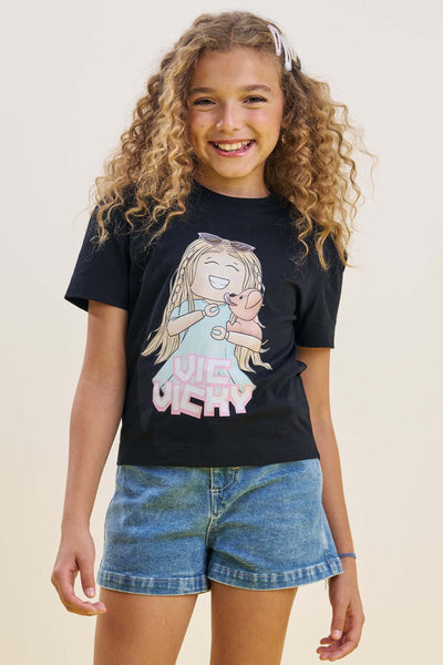 Camiseta Comfy em Meia Malha 85309 Vic&Vicky Teen Menina