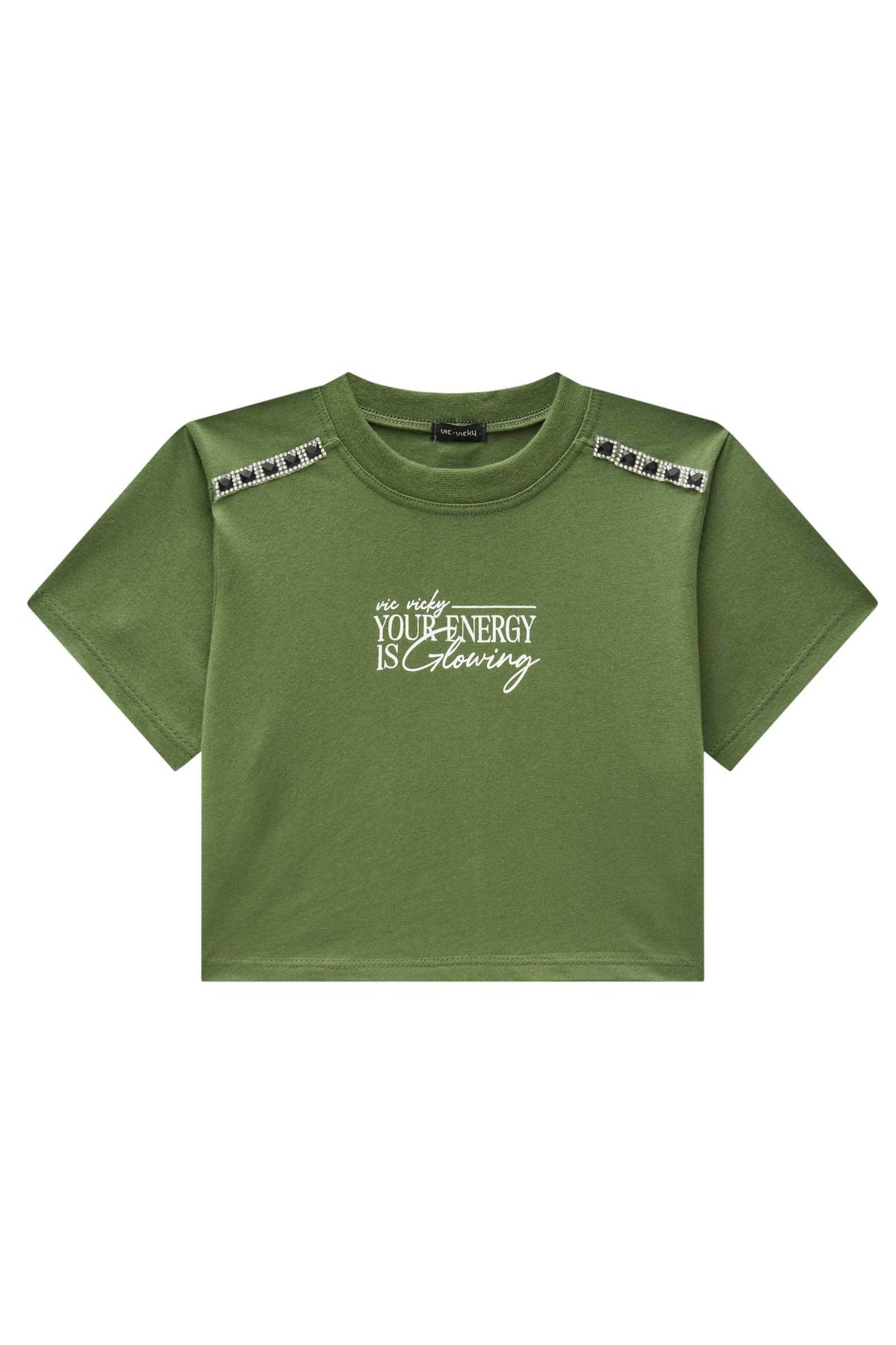 Camiseta Cropped em Meia Malha 82822 Vic&Vicky Teen Menina