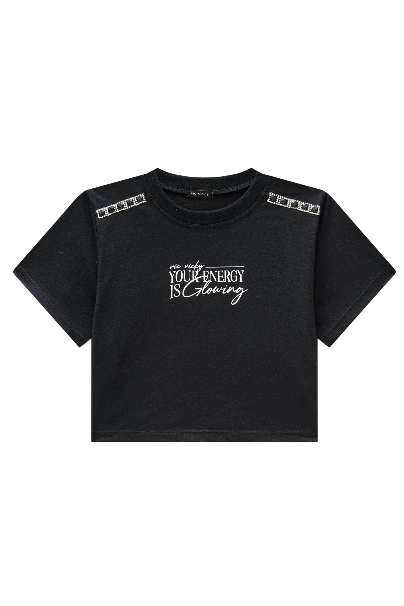 Camiseta Cropped em Meia Malha 82822 Vic&Vicky Teen Menina