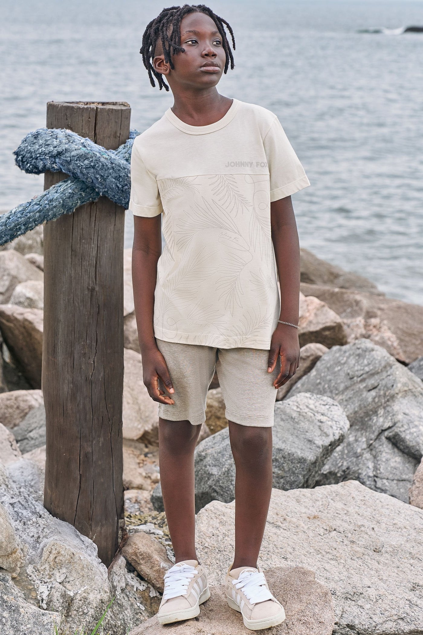 Camiseta em Meia Malha com Detalhe em Piquet 83579 Johnny Fox Teen Menino