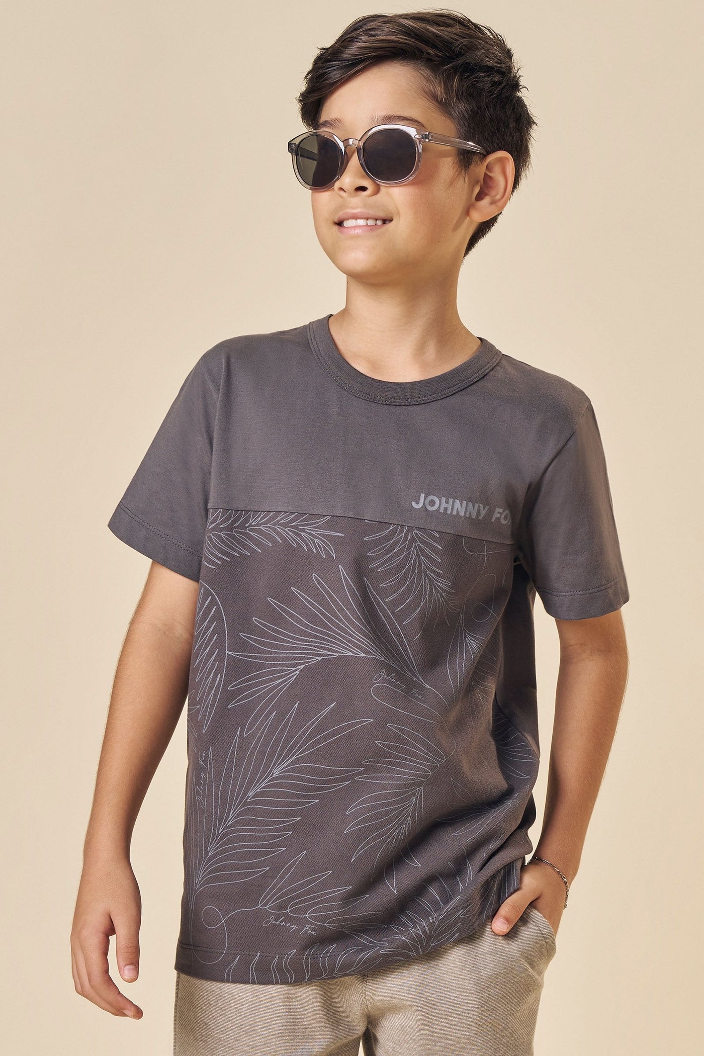 Camiseta em Meia Malha com Detalhe em Piquet 83579 Johnny Fox Teen Menino