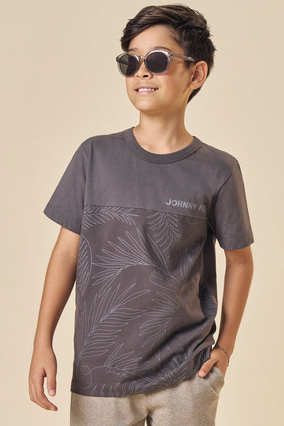 Camiseta em Meia Malha com Detalhe em Piquet 83579 Johnny Fox Teen Menino