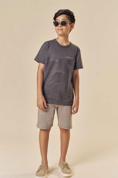 Camiseta em Meia Malha com Detalhe em Piquet 83579 Johnny Fox Teen Menino