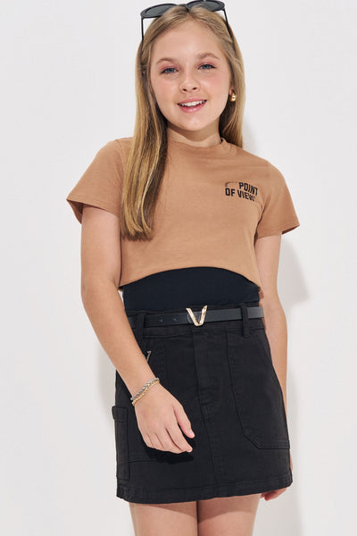 Camiseta Top Cropped Sobreposição em Meia Malha e Regata em Canelado Liz 83541 Vic&Vicky Teen Menina