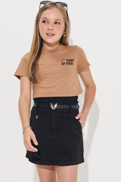 Camiseta Top Cropped Sobreposição em Meia Malha e Regata em Canelado Liz 83541 Vic&Vicky Teen Menina