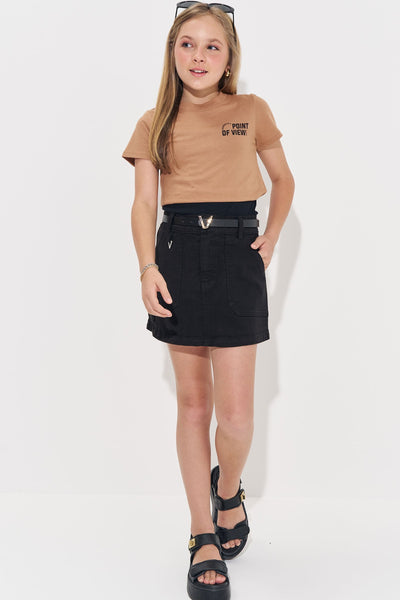 Camiseta Top Cropped Sobreposição em Meia Malha e Regata em Canelado Liz 83541 Vic&Vicky Teen Menina