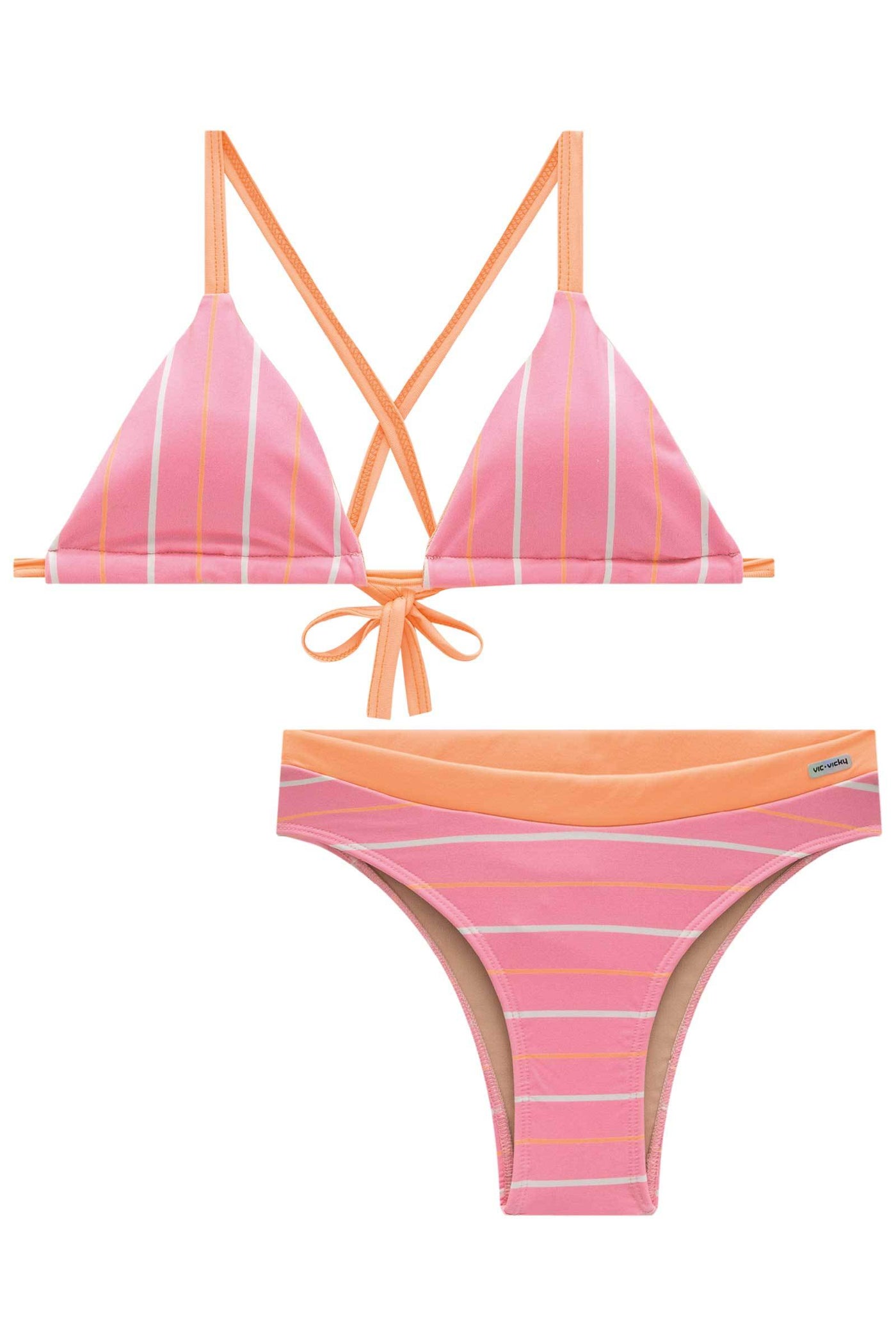 Conjunto de Biquini Cortininha e Calcinha Tradicional em Malha Uv 50+ 84343 Vic&Vicky Teen Menina