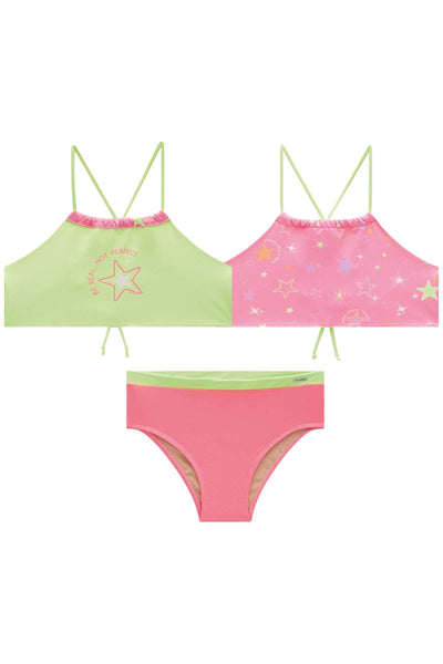 Conjunto de Biquini Reversível e Calcinha Tradicional em Malha Uv 50+ 84352 Vic&Vicky Teen Menina