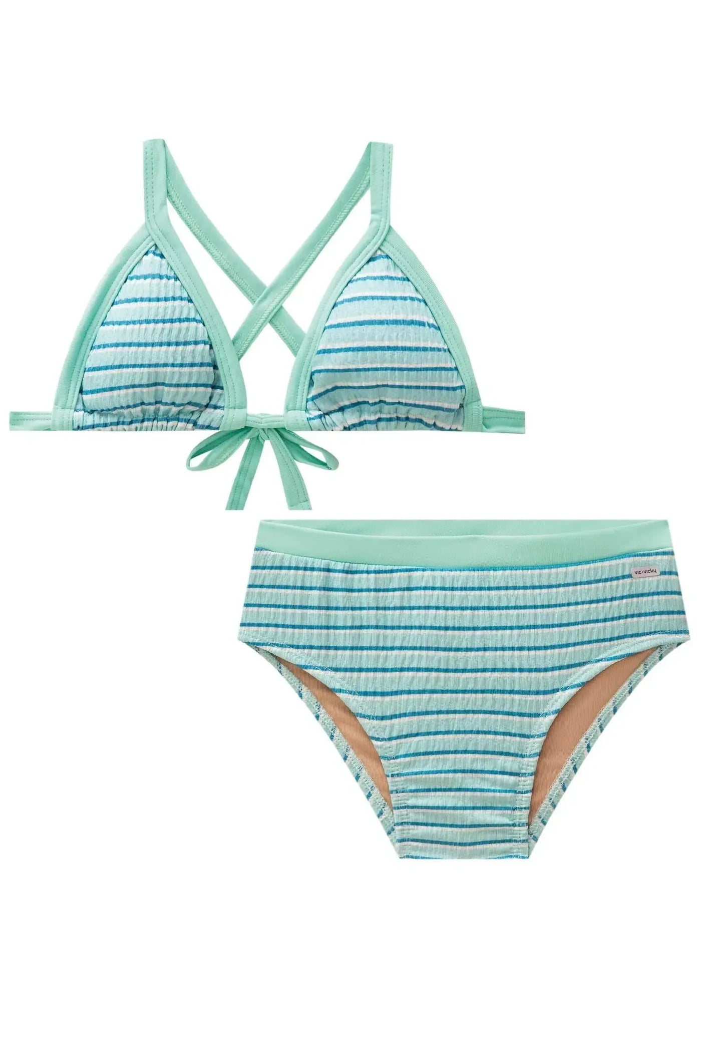 Conjunto de Biquini Top Cortininha e Calcinha Tradicional em Malha Texturizada 87997 Vic&Vicky Teen Menina