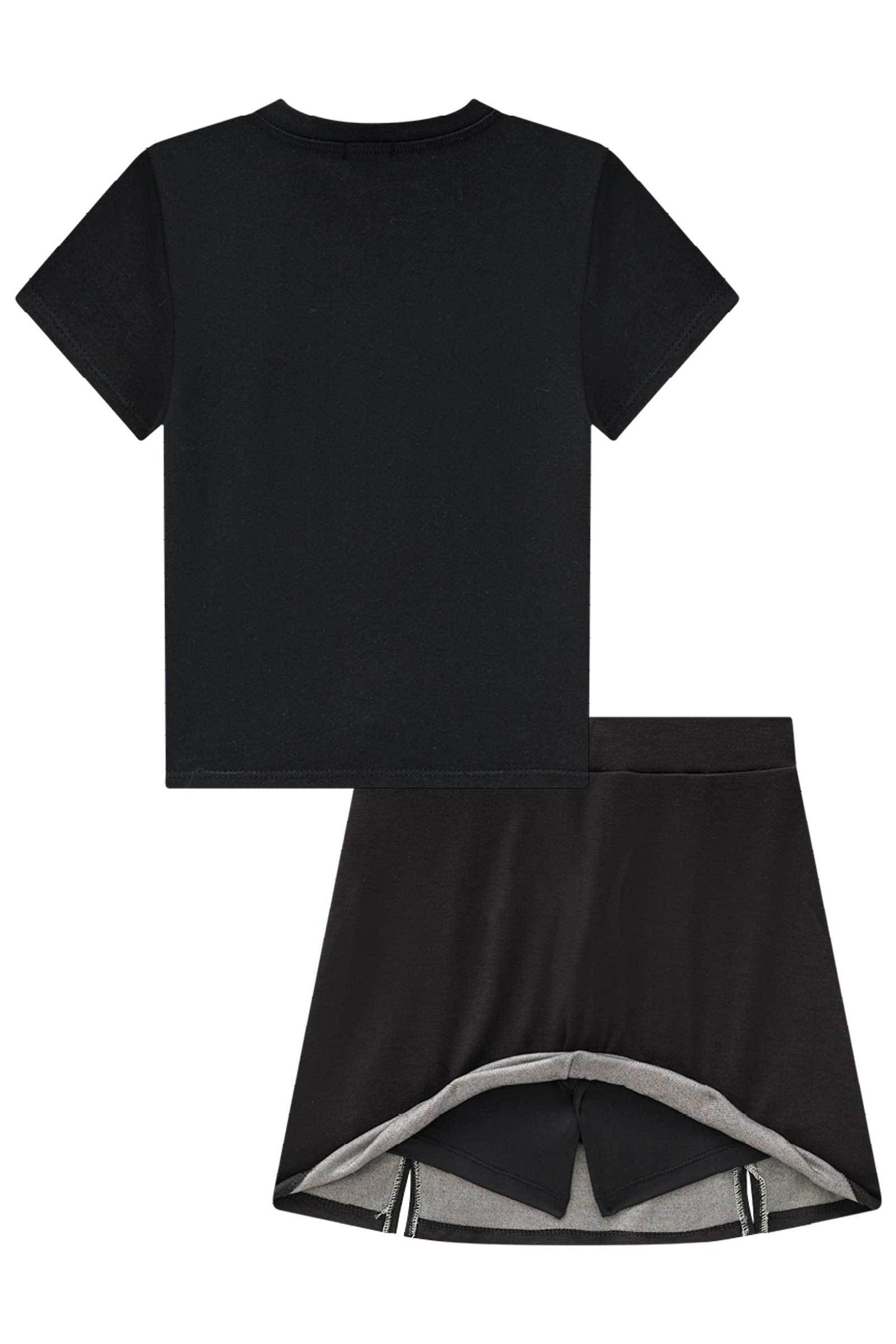 Conjunto de Blusa Boxy em Cotton e Saia em Malha Stretch de Viscose 84656 Vic&Vicky Teen Menina