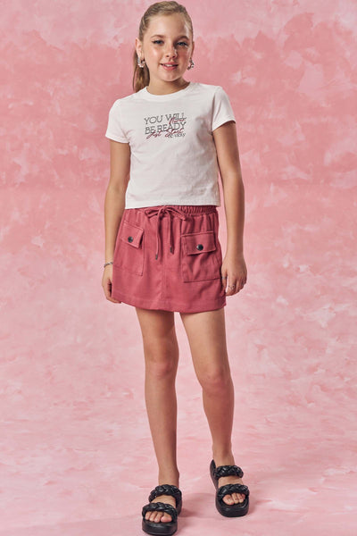 Conjunto de Blusa Boxy em Meia Malha e Short Saia em Malha Stretch 86463 Vic&Vicky Teen Menina