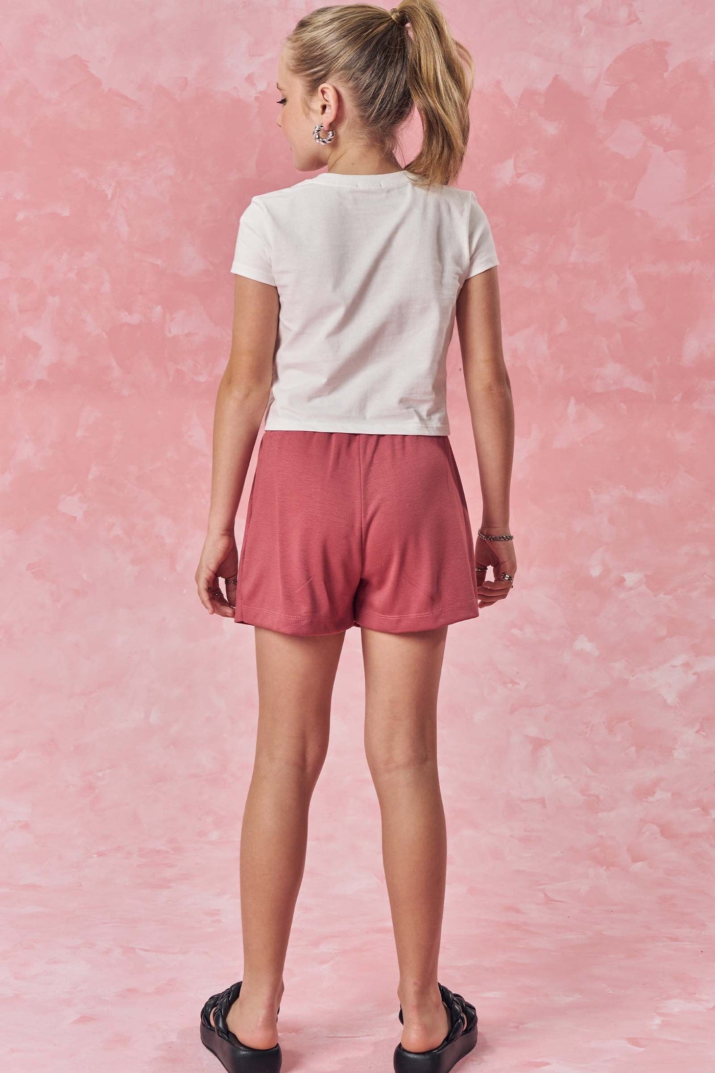 Conjunto de Blusa Boxy em Meia Malha e Short Saia em Malha Stretch 86463 Vic&Vicky Teen Menina