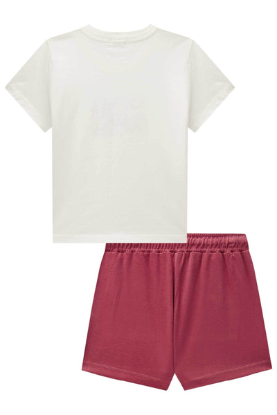 Conjunto de Blusa Boxy em Meia Malha e Short Saia em Malha Stretch 86463 Vic&Vicky Teen Menina