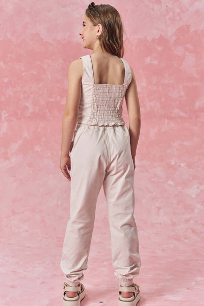 Conjunto de Blusa Cropped e Calça Jogger em Sarja com Elastano 84871 Vic&Vicky Teen Menina